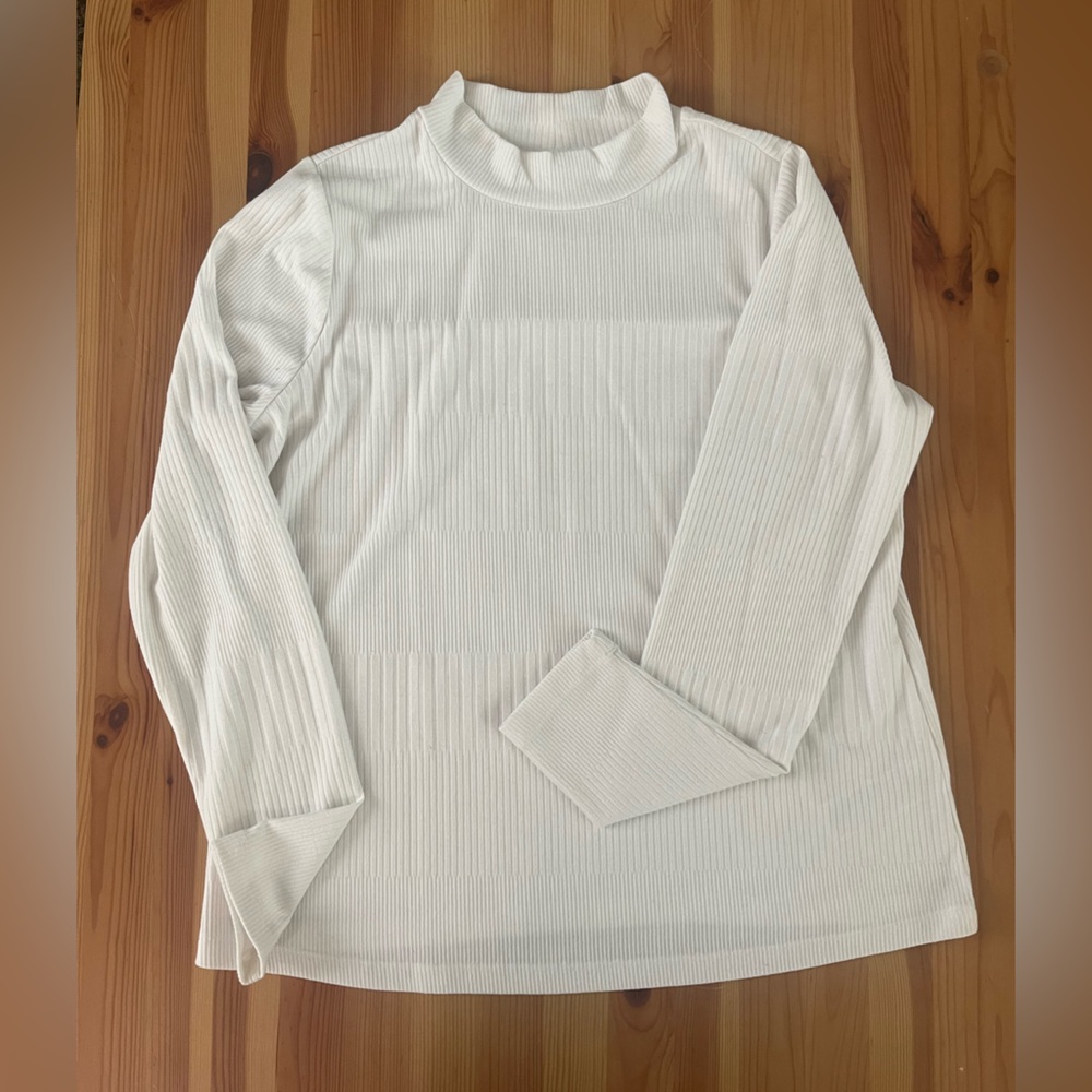 Liverpool White Ribbed Turtleneck Sweater
